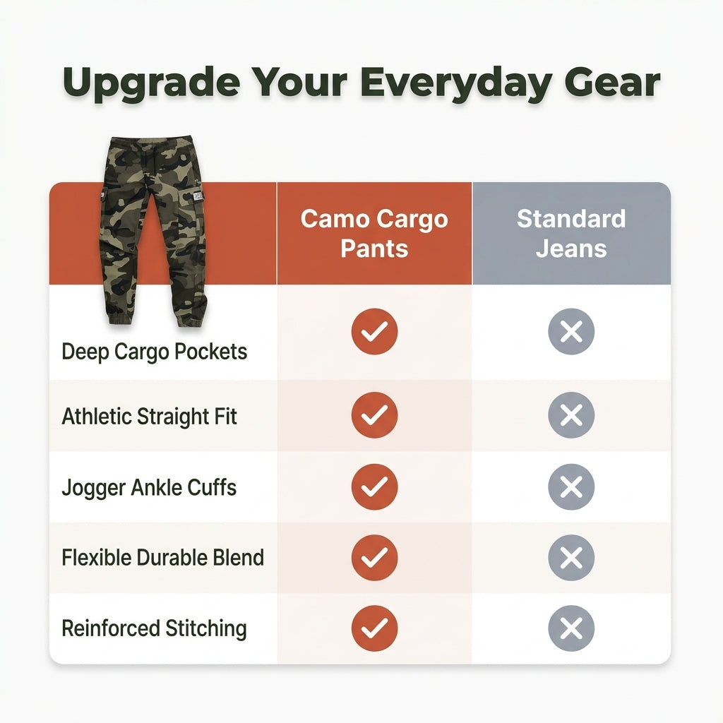 Casual Camo Work Pants — Practical Storage Without Bulky Workwear