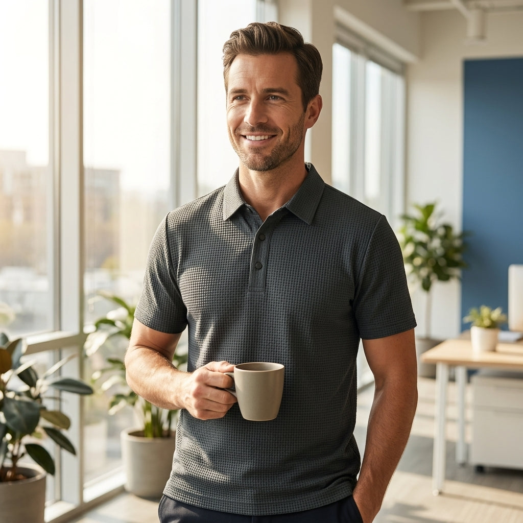 Textured Comfort Polo Shirt — Clean Style Without Heavy Fabric