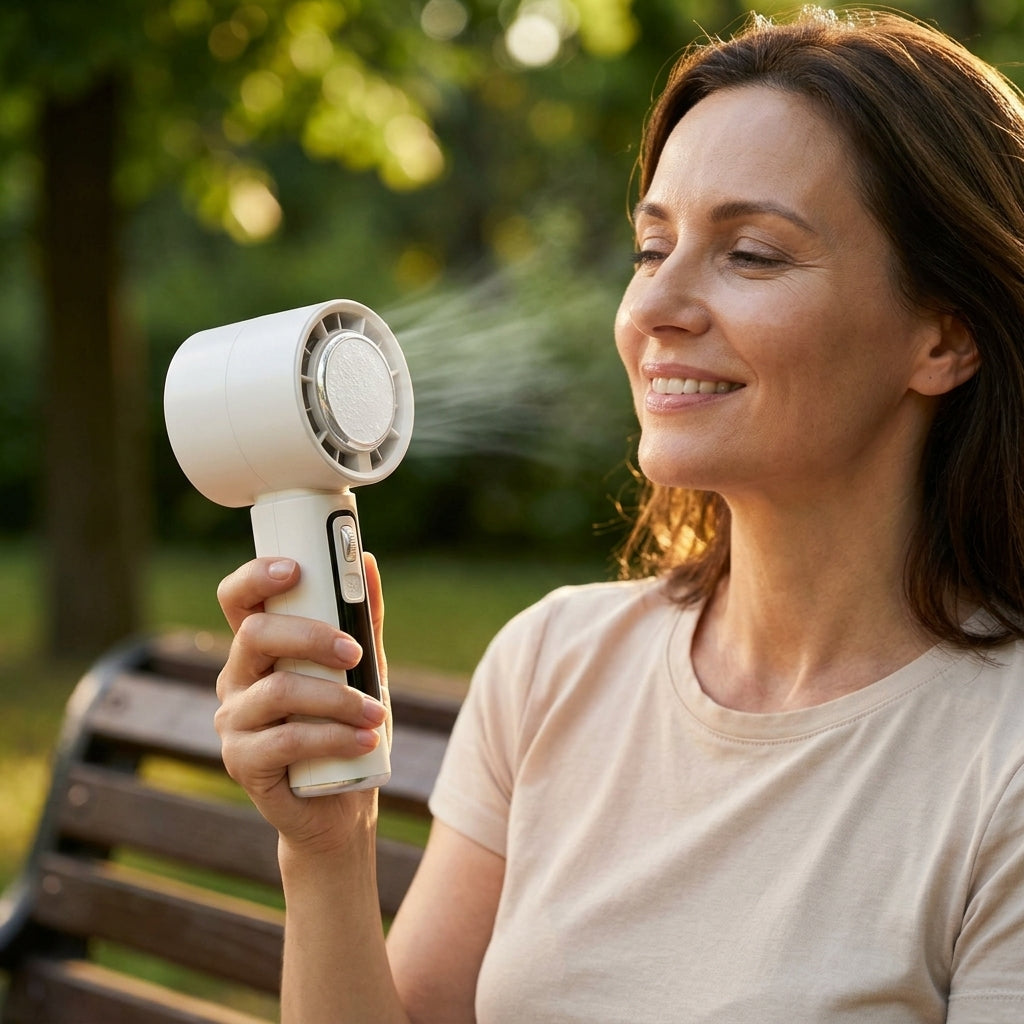 Handheld Bladeless LED Fan — Stay Cool Without Exposed Fan Blades