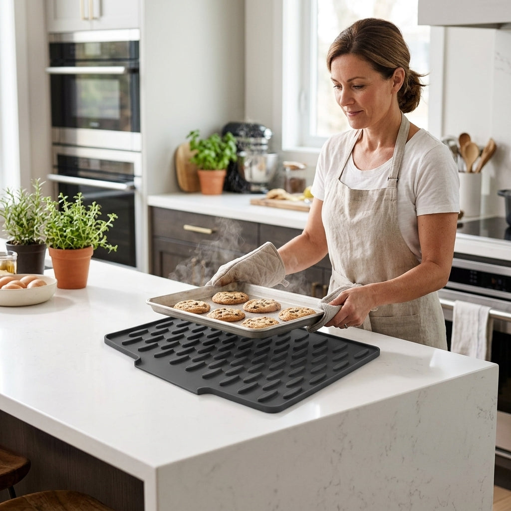 Silicone Drying & Heat-Resistant Mat — Dry Dishes & Protect Counters Without Bulky Racks