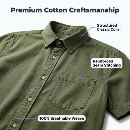 Classic Cotton Short-Sleeve Shirt — Clean Vintage Style Without Heavy Layers