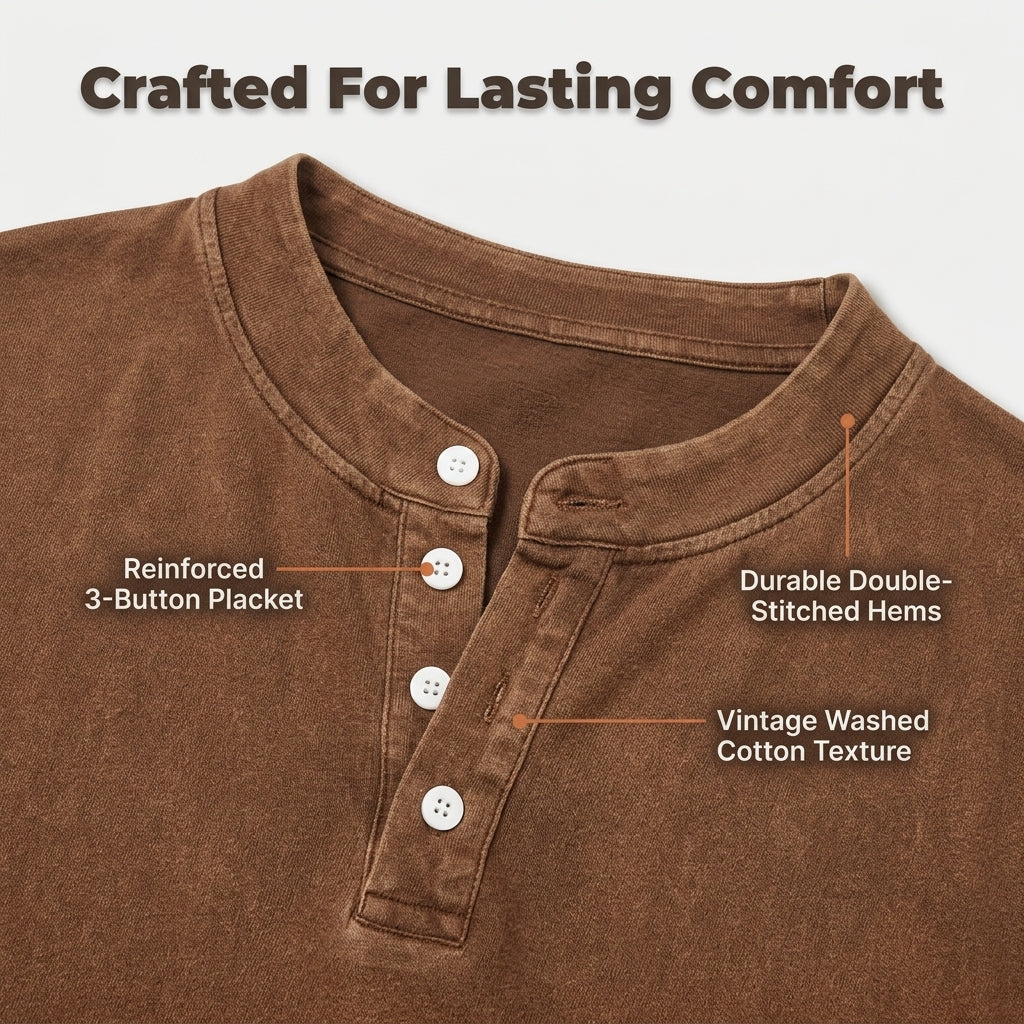Retro Henley Long-Sleeve Shirt — Clean Vintage Style Without Stiff Formal Shirts