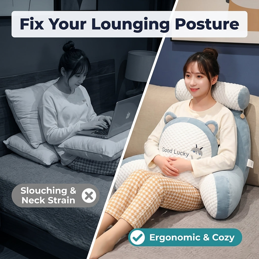 Back & Neck Comfort Pillow — Comfortable Lounging Without Stacking Pillows