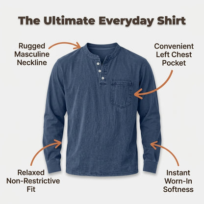 Retro Henley Long-Sleeve Shirt — Clean Vintage Style Without Stiff Formal Shirts