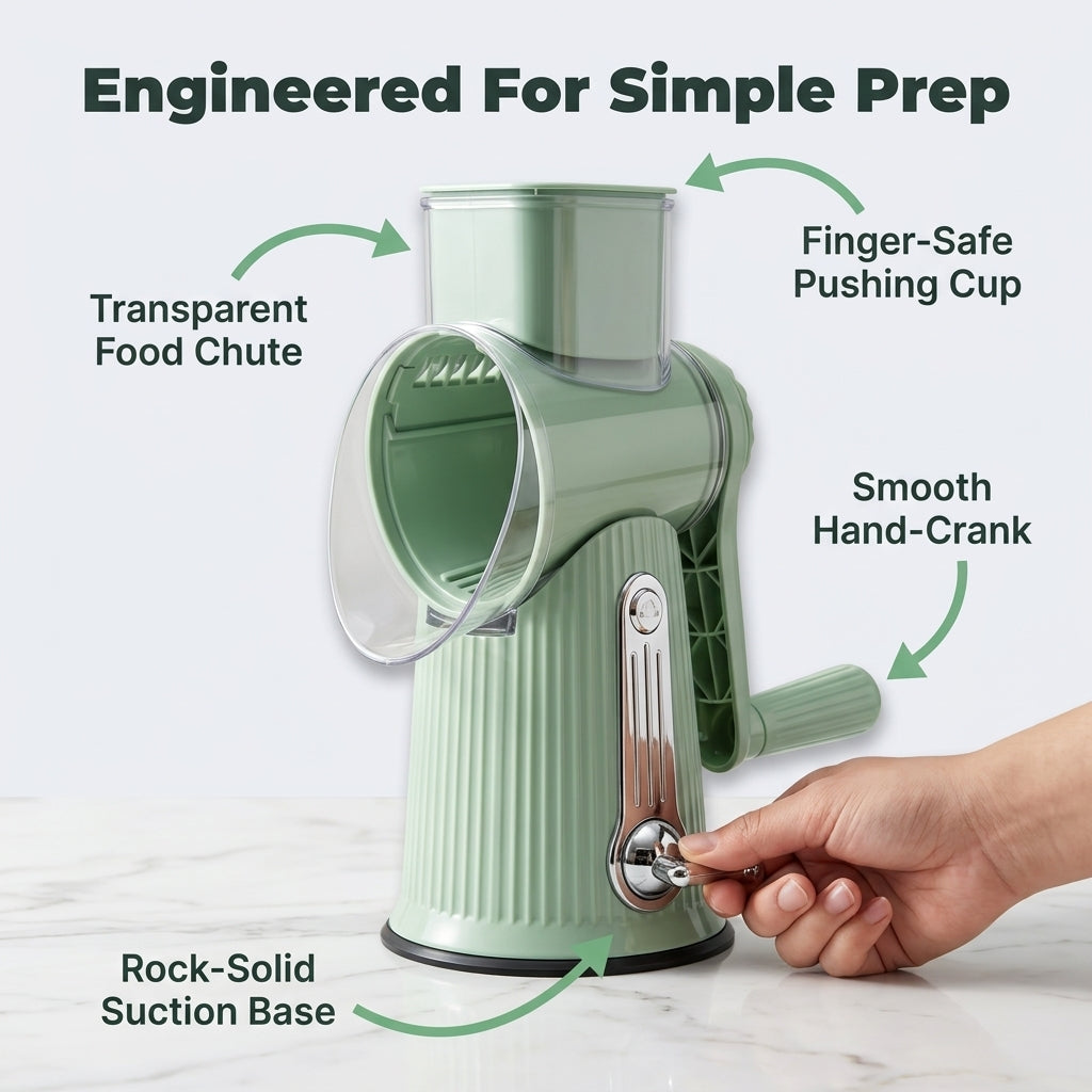 Rotary Vegetable Slicer — Slice, Shred & Grate Fresh Ingredients In Seconds
