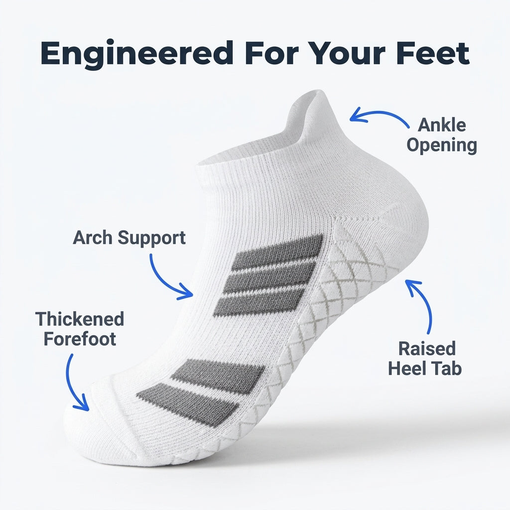 Low-Cut No-Show Sports Socks — Dry, Cushioned Comfort Without Bulky Socks