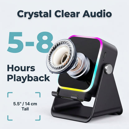 5-in-1 Wireless Charging Speaker Stand — Charge, Play Music & Light Your Space With One Device
