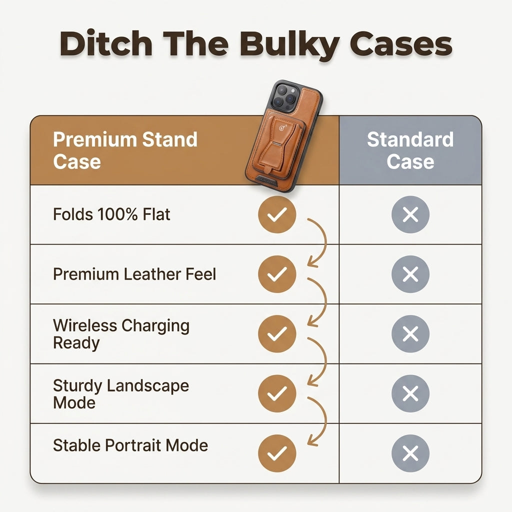 Leather Magnetic Wallet iPhone Case — Protect, Charge & Carry Cards In One Case