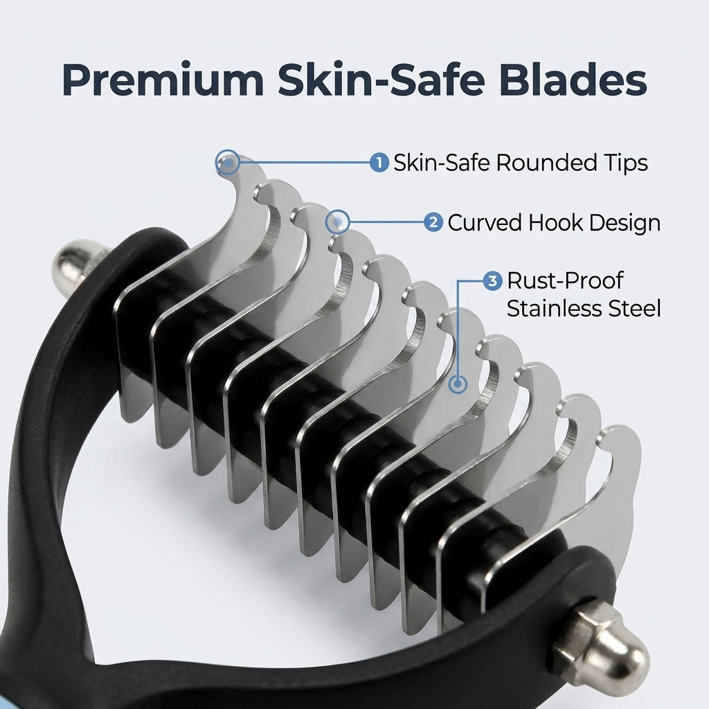Pet Hair Removal Grooming Comb — Remove Loose Fur Without Painful Pulling