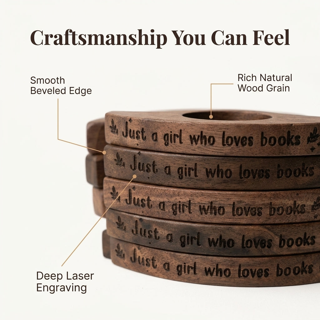Personalized Wooden Book Page Holder — Read One-Handed Without Losing Your Page