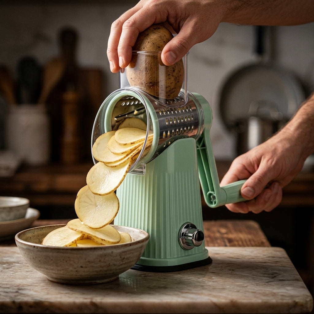 Rotary Vegetable Slicer — Slice, Shred & Grate Fresh Ingredients In Seconds