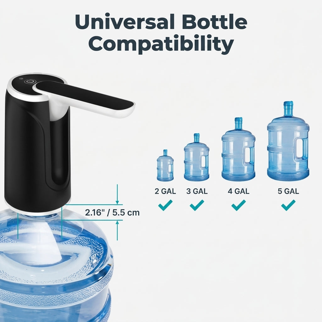 Portable Electric Water Bottle Pump — Easy One-Touch Water Dispensing Without Lifting Heavy Bottles