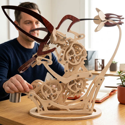 Wooden Kinetic Hummingbird Sculpture — Bring Hand-Powered Motion & Natural Beauty Into Your Space