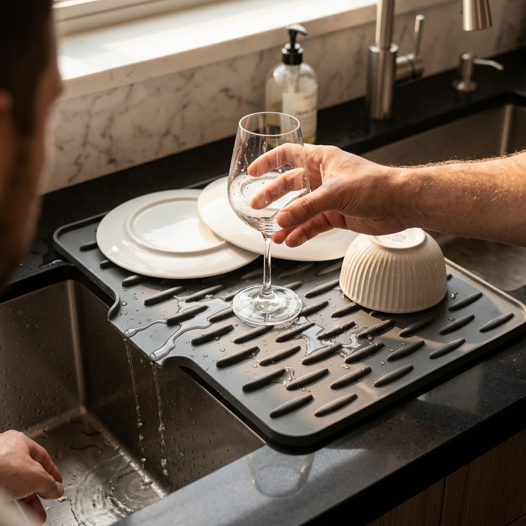 Silicone Drying & Heat-Resistant Mat — Dry Dishes & Protect Counters Without Bulky Racks