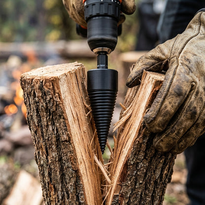 Firewood Drill Bit System — Split Firewood Faster Without Repeated Axe Swings