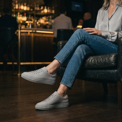 Grey Leather Sneakers — Smart Casual Style Without Stiff Dress Shoes