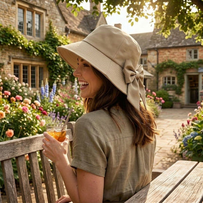 Women’s Bowknot Wide-Brim Sun Hat — Elegant Sun Coverage Without Heavy Summer Headwear