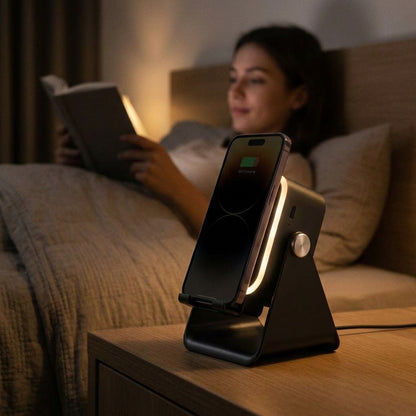 5-in-1 Wireless Charging Speaker Stand — Charge, Play Music & Light Your Space With One Device