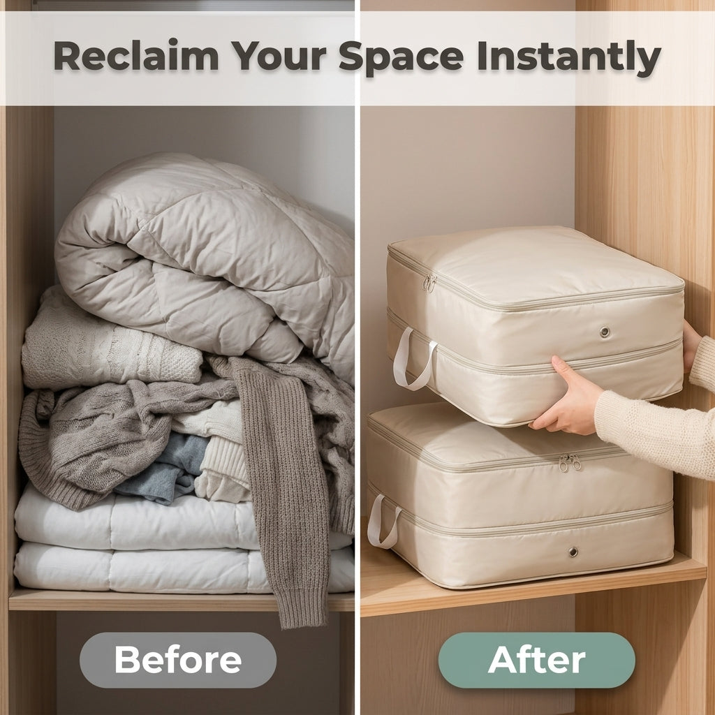 Foldable Compression Storage Bag — Maximize Closet Space Without Bulky Storage Bins