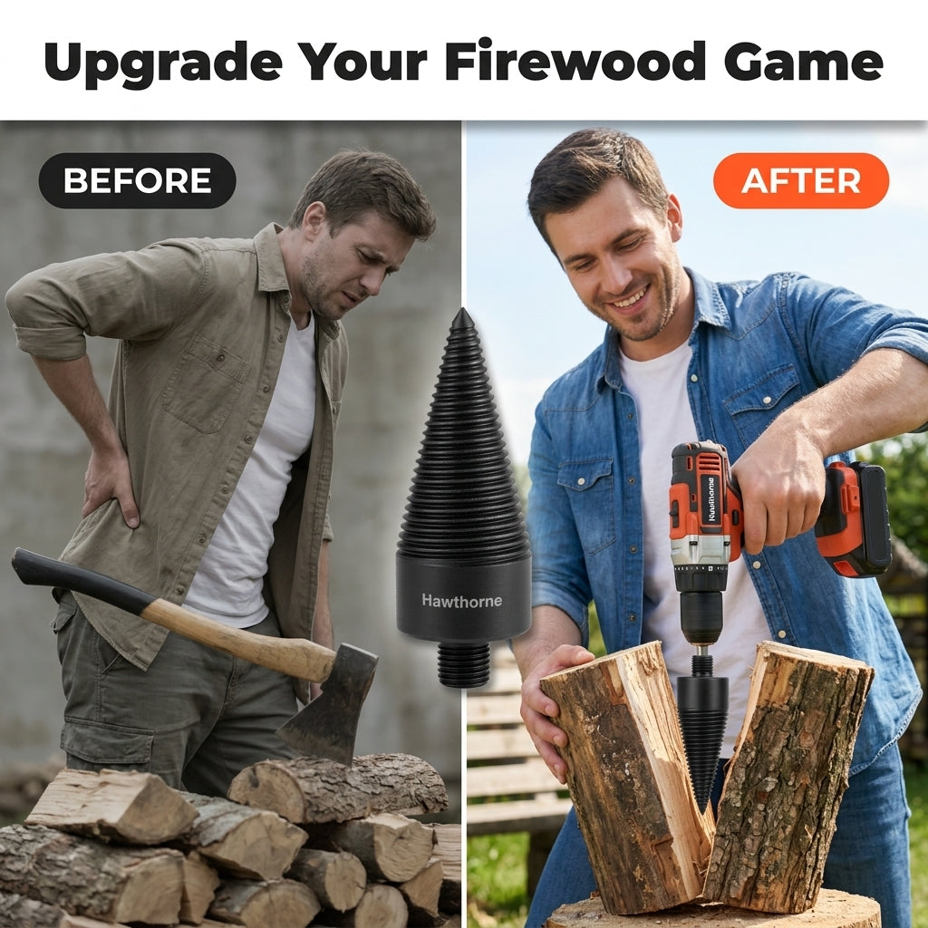 Firewood Drill Bit System — Split Firewood Faster Without Repeated Axe Swings
