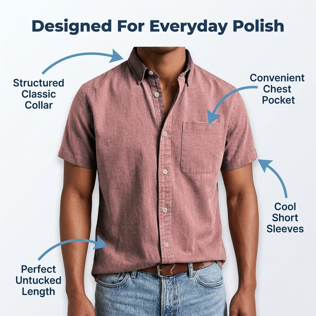 Classic Cotton Short-Sleeve Shirt — Clean Vintage Style Without Heavy Layers