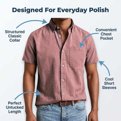 Classic Cotton Short-Sleeve Shirt — Clean Vintage Style Without Heavy Layers