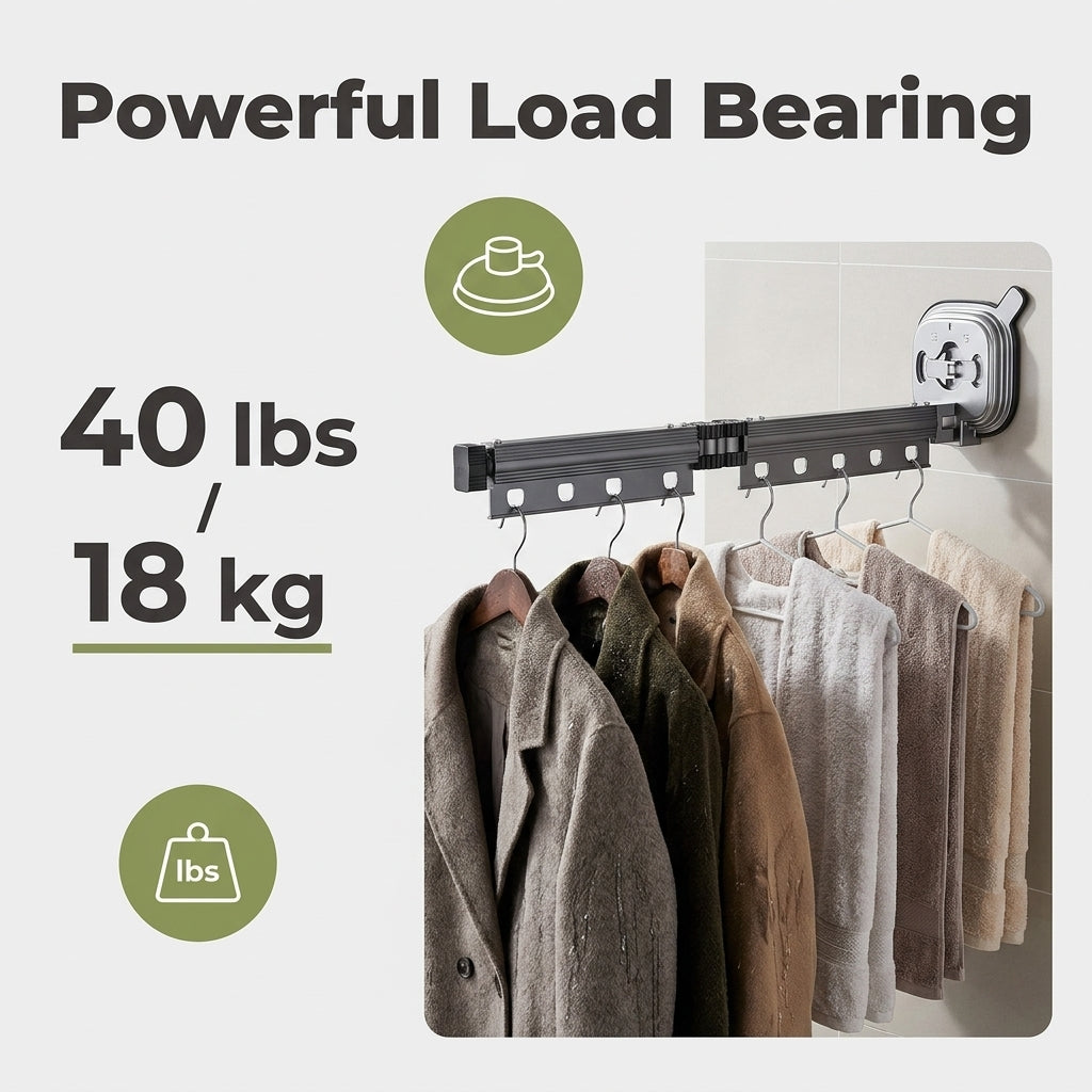 Wall-Mounted Folding Clothes Drying Rack — Dry More Laundry Without Taking Up Floor Space