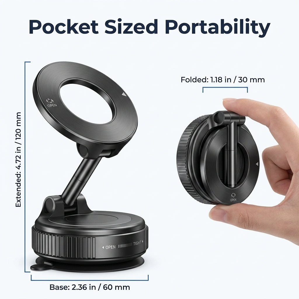 360° Foldable Magnetic Car Phone Mount — Stable Phone Viewing Without Bulky Holders