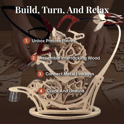 Wooden Kinetic Hummingbird Sculpture — Bring Hand-Powered Motion & Natural Beauty Into Your Space