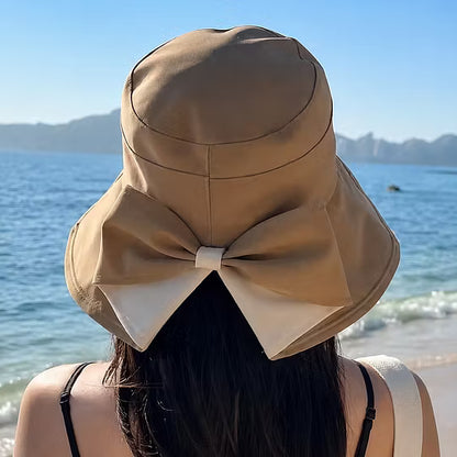 Women’s Bowknot Wide-Brim Sun Hat — Elegant Sun Coverage Without Heavy Summer Headwear