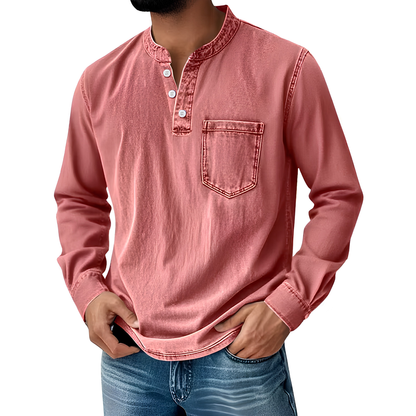 Retro Henley Long-Sleeve Shirt — Clean Vintage Style Without Stiff Formal Shirts