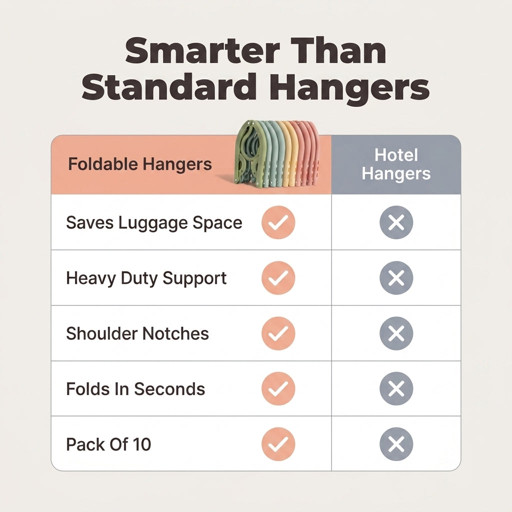 Travel Folding Hangers — Keep Clothes Neat Anywhere Without Bulky Hangers