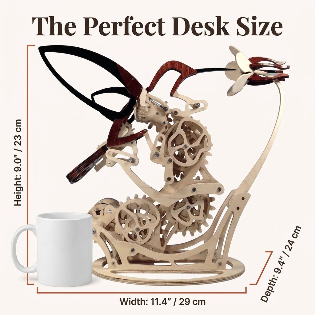 Wooden Kinetic Hummingbird Sculpture — Bring Hand-Powered Motion & Natural Beauty Into Your Space