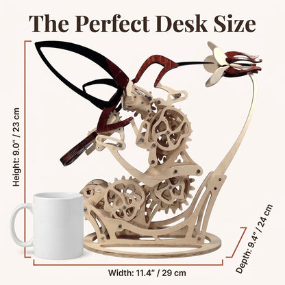 Wooden Kinetic Hummingbird Sculpture — Bring Hand-Powered Motion & Natural Beauty Into Your Space