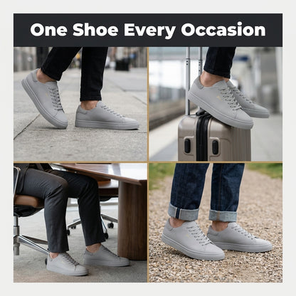 Grey Leather Sneakers — Smart Casual Style Without Stiff Dress Shoes