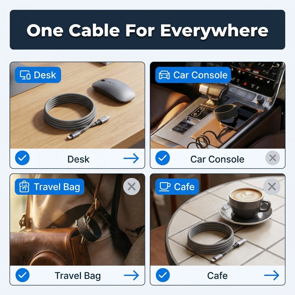 Magnetic Anti-Tangle Charging Cable — Fast Charging Without The Cable Clutter