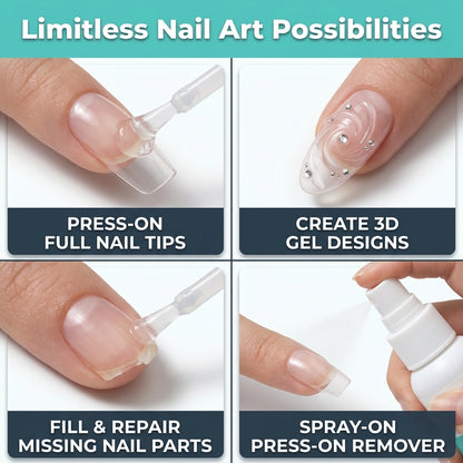3-in-1 Gel Nail Glue Kit — Long-Lasting Press-On Nails Without Salon Appointments