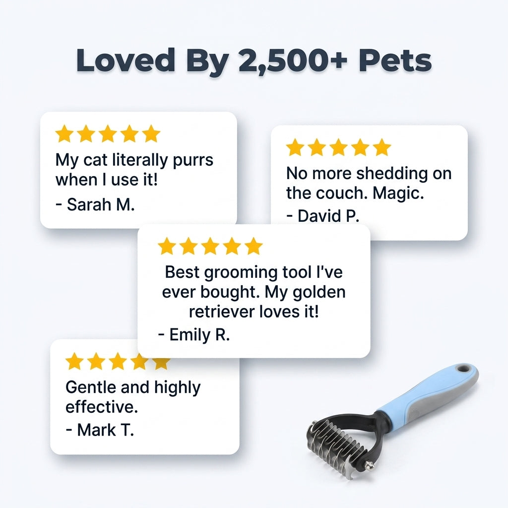 Pet Hair Removal Grooming Comb — Remove Loose Fur Without Painful Pulling