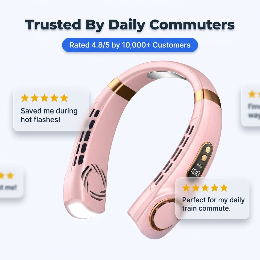 Wearable 5-Speed Neck Fan — Stay Cool Hands-Free Without Carrying A Fan
