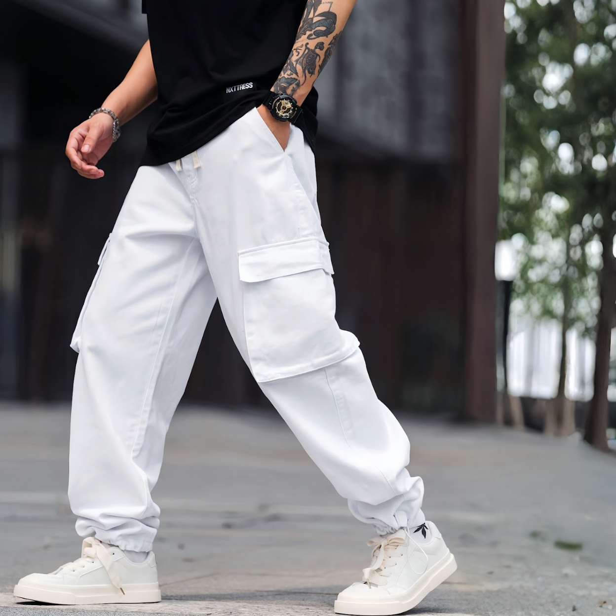 Korean Streetwear Cargo Joggers – Soft, Stretchable & Ultra-Comfortable Fit