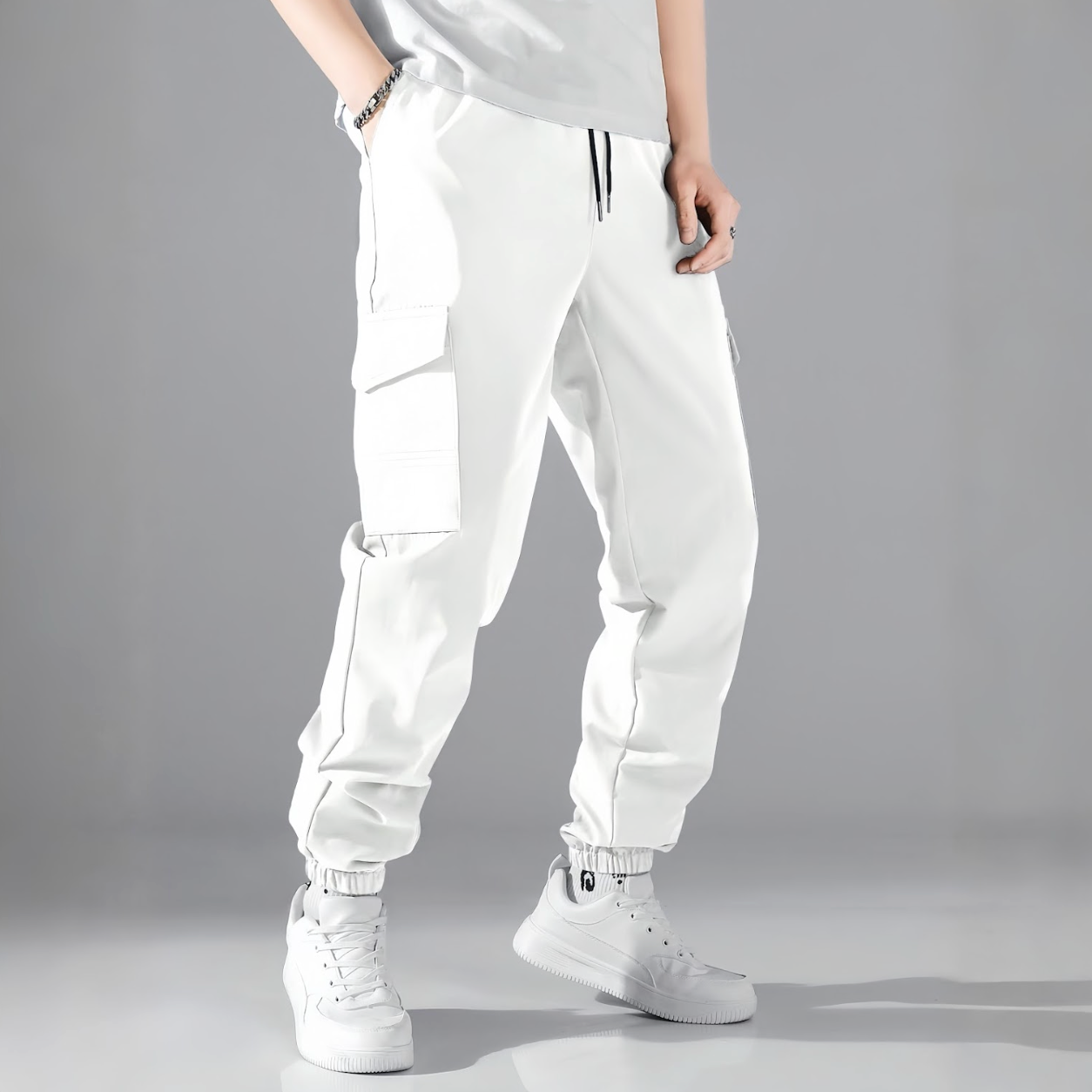 Korean Streetwear Cargo Joggers – Soft, Stretchable & Ultra-Comfortable Fit