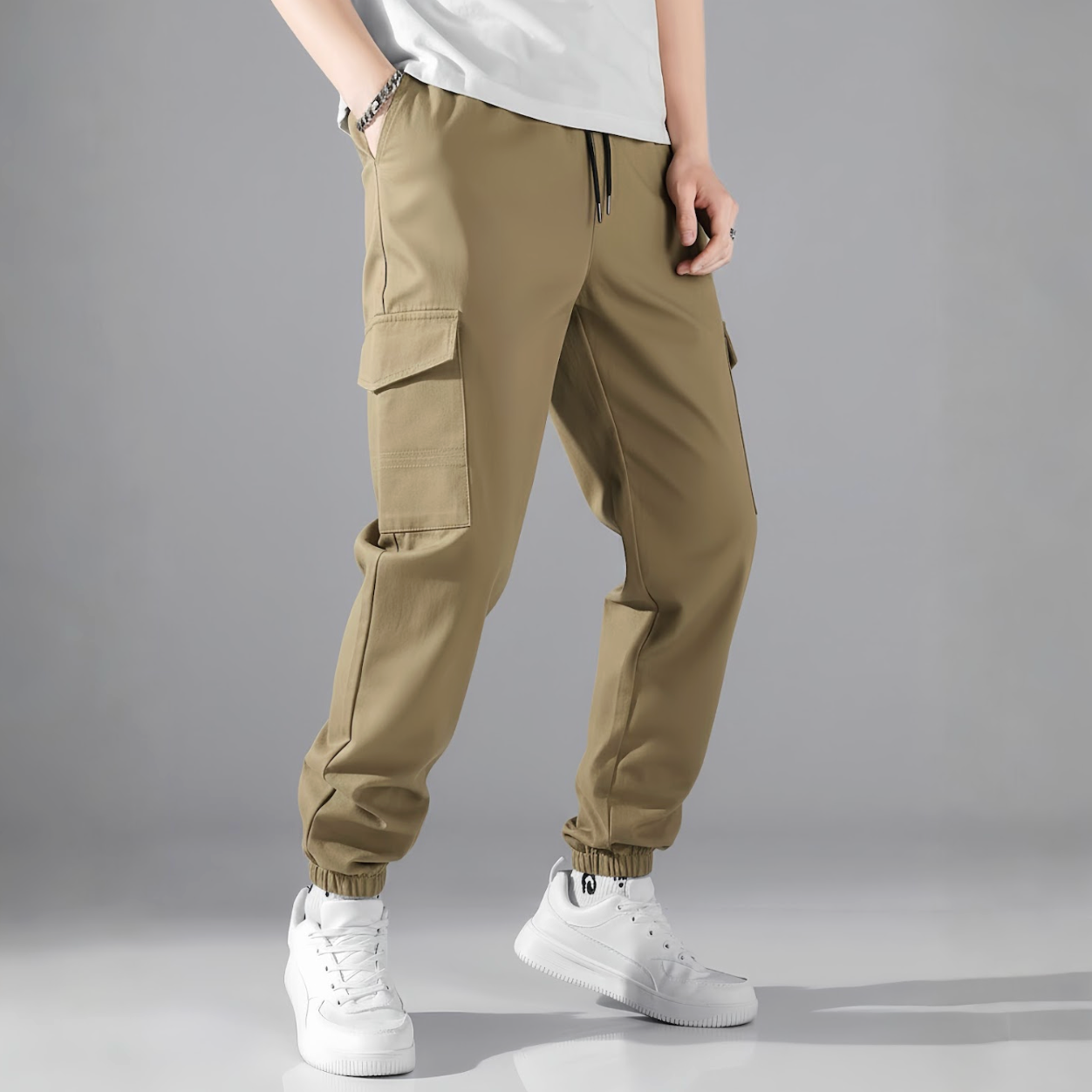 Korean Streetwear Cargo Joggers – Soft, Stretchable & Ultra-Comfortable Fit