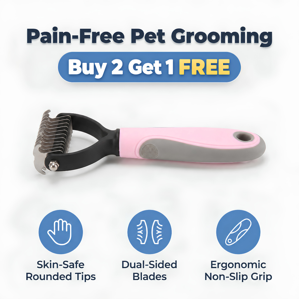 Pet Hair Removal Grooming Comb — Remove Loose Fur Without Painful Pulling