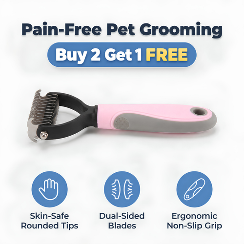 Pet Hair Removal Grooming Comb — Remove Loose Fur Without Painful Pulling