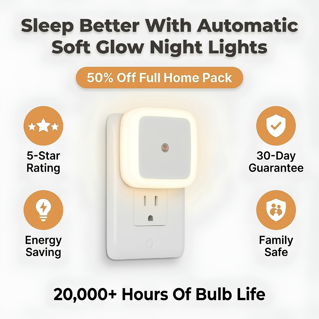 Luces nocturnas LED enchufables, paquete de 8 — Iluminación nocturna automática sin accionar interruptores