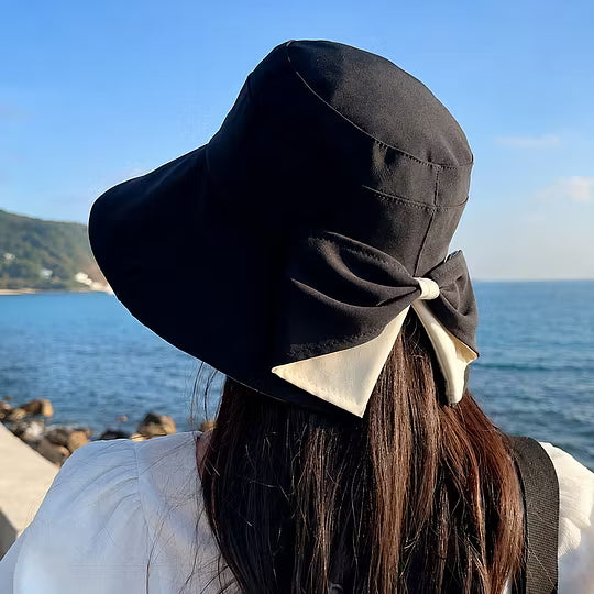 Women’s Bowknot Wide-Brim Sun Hat — Elegant Sun Coverage Without Heavy Summer Headwear