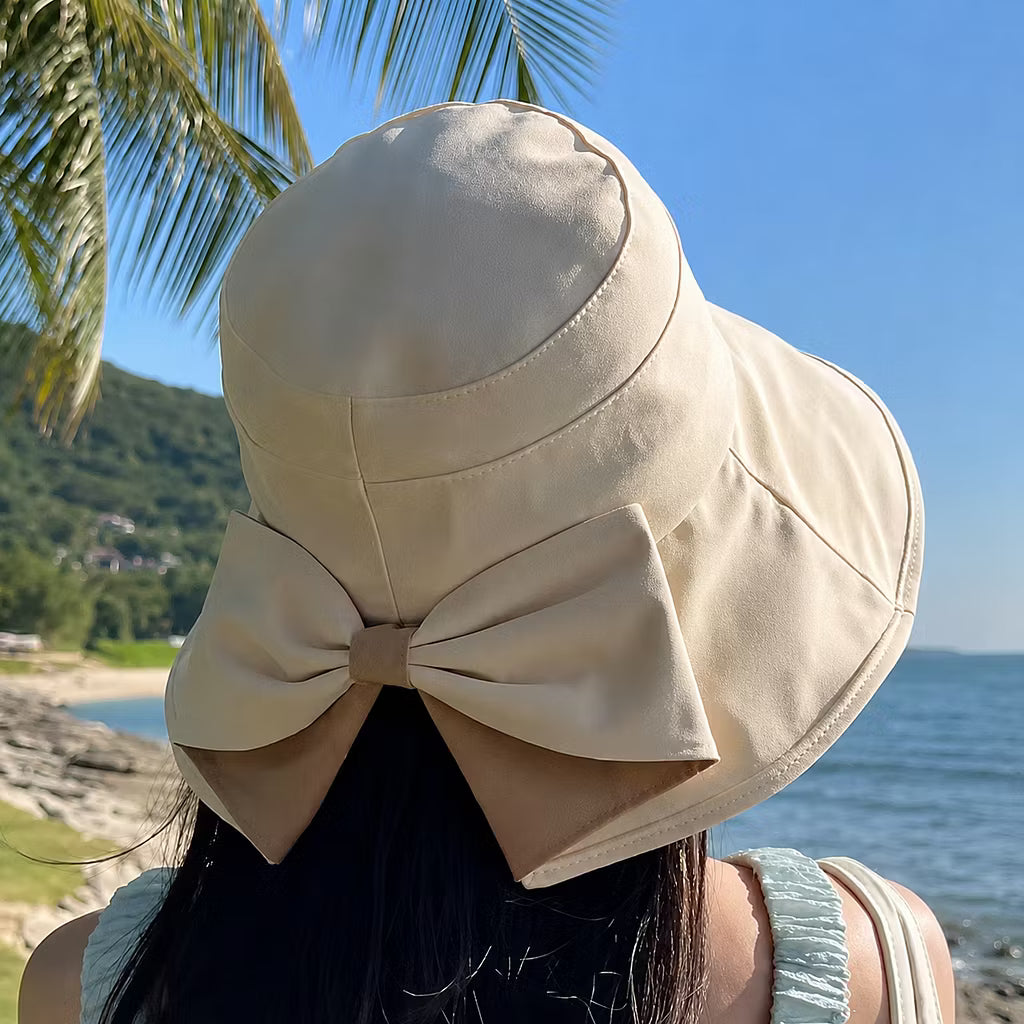 Women’s Bowknot Wide-Brim Sun Hat — Elegant Sun Coverage Without Heavy Summer Headwear
