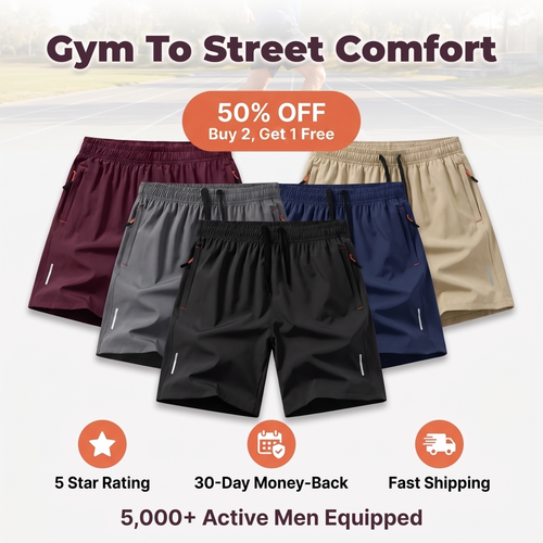 Shorts sportivi ad asciugatura rapida — resta al fresco senza un look troppo informale